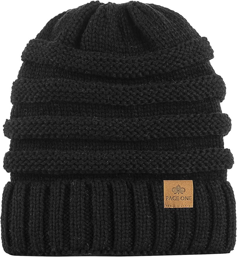 PAGE ONE Womens Winter Beanie Warm Cable Knit Hat Style Stretch Trendy Ribbed Chunky Cap - Image 3